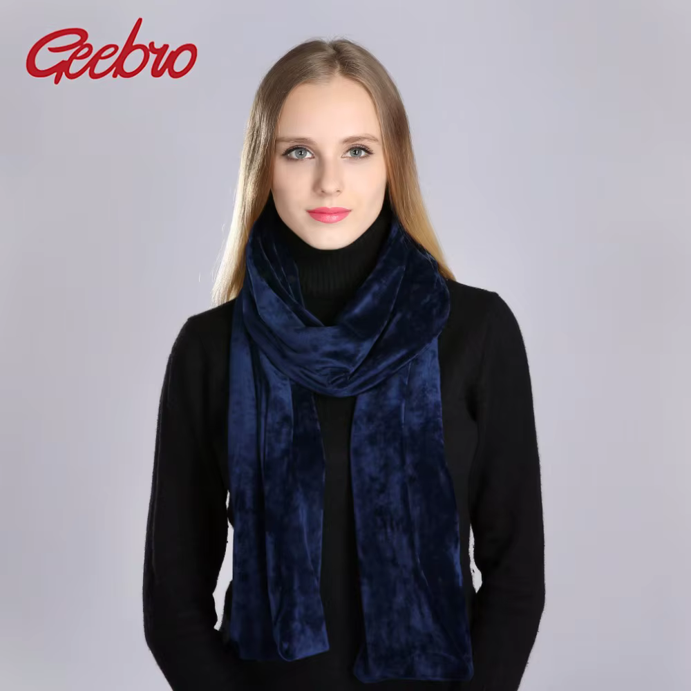 Geebro femmes velours écharpe hiver décontracté chaud