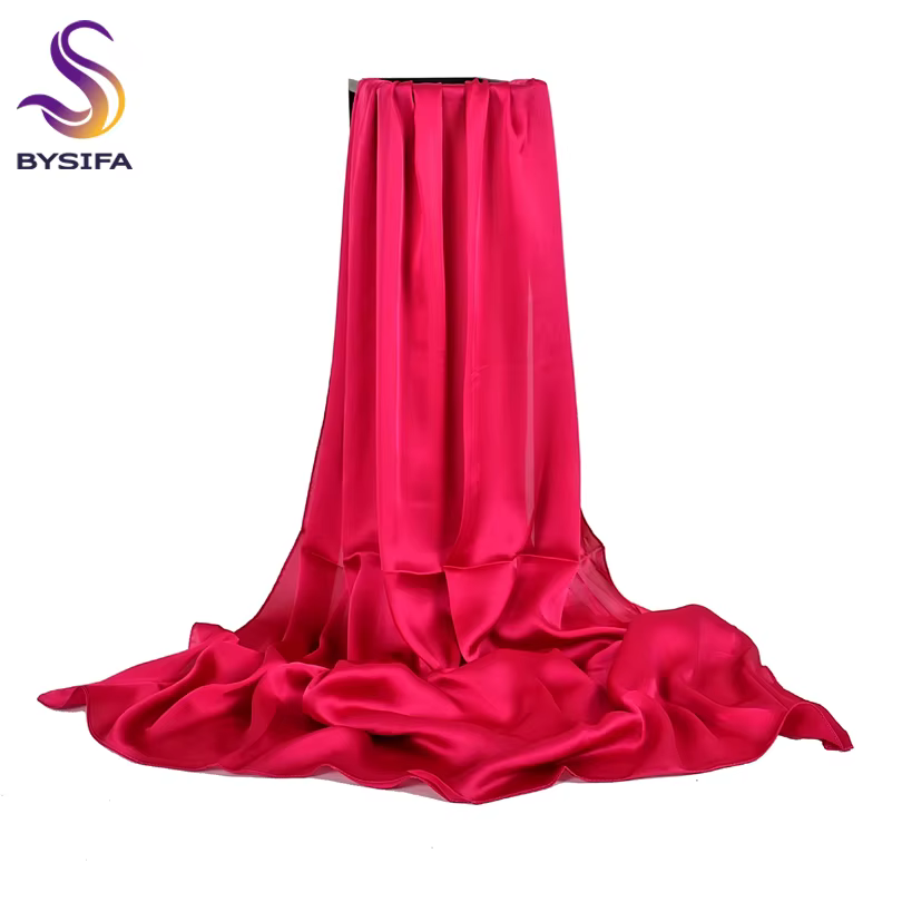 BYSIFA – foulard en soie bleu clair pour femmes