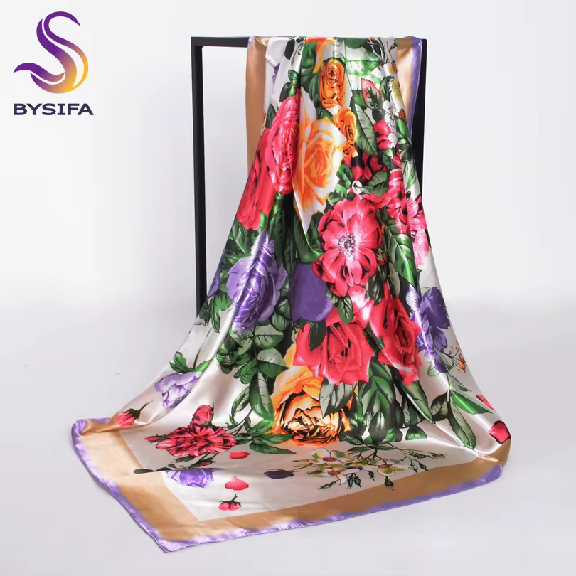 [BYSIFA] – foulards carrés kaki pour femmes