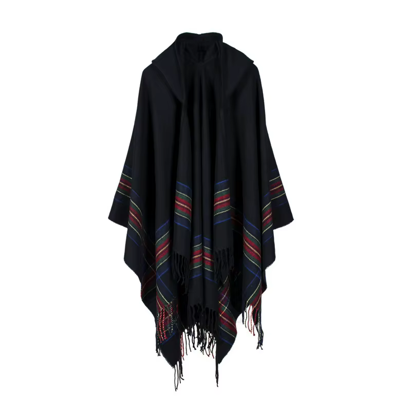 Nouveau design 100% foulard acrylique femme automne/hiver chaud mode cape poncho 130*150CM noir/gris/vin rouge/kaki tippet châle