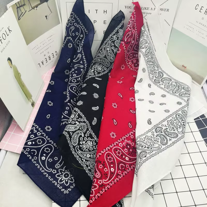 Femmes Foulard solide Hip Hop coton Bandana carré écharpe cajou bandeau