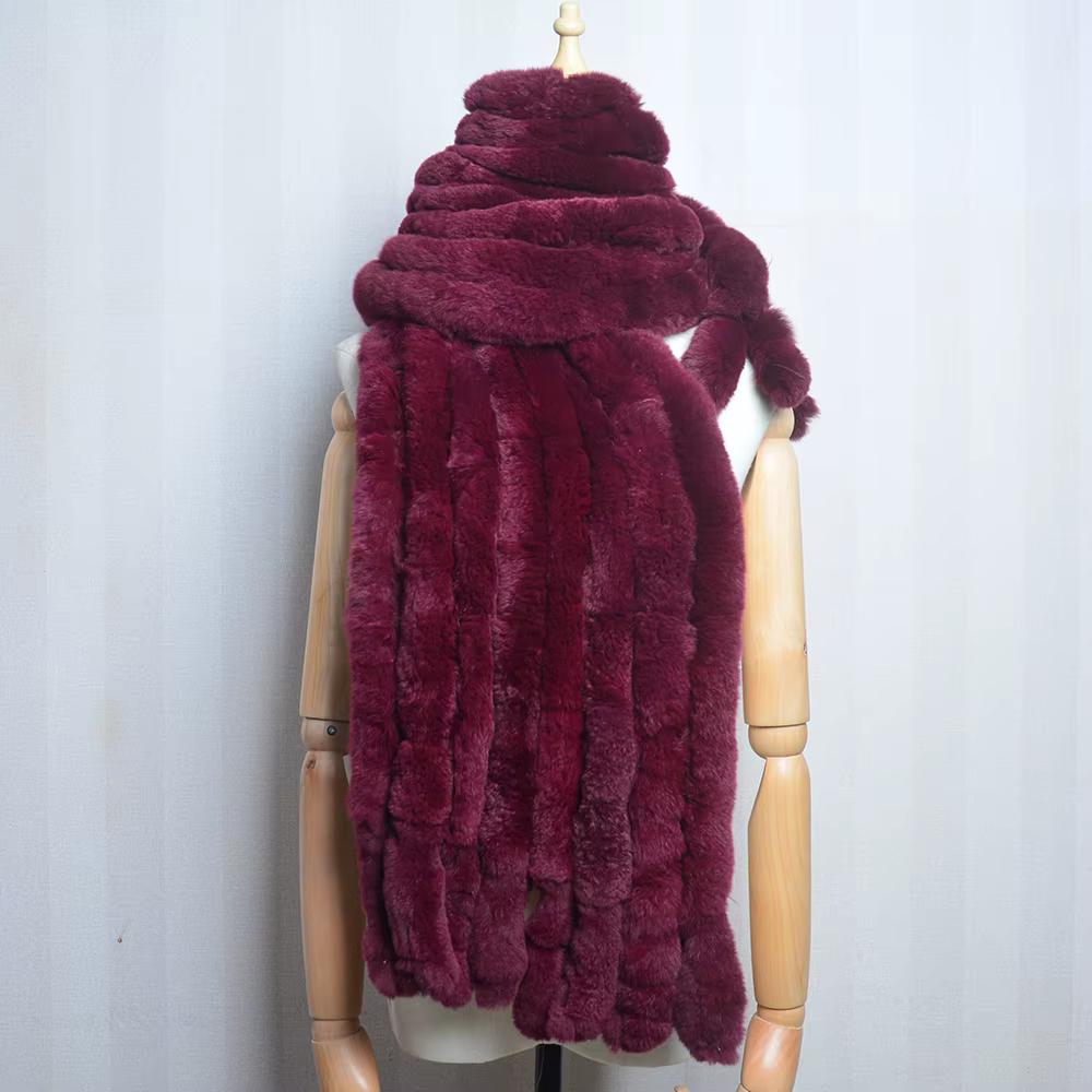 Écharpe de Luxe en Fourrure de Lapin Rex pour Femme