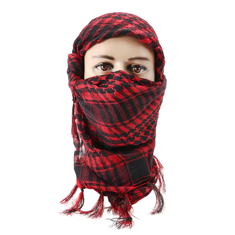 Écharpe Keffiyeh à carreaux avec pompons