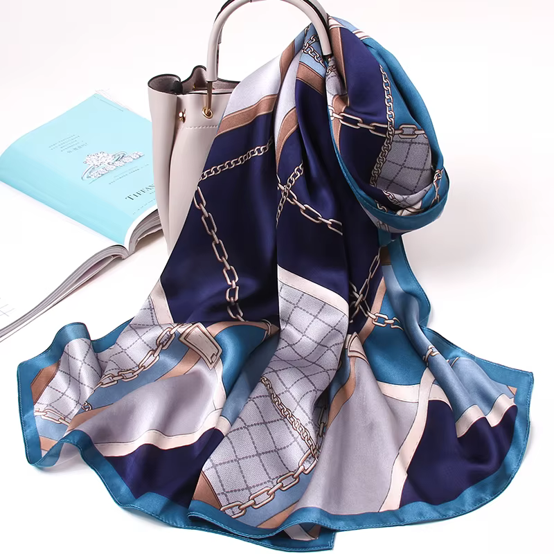 100% foulard en soie femmes longue impression