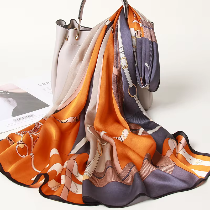100% foulard en soie femmes longue impression