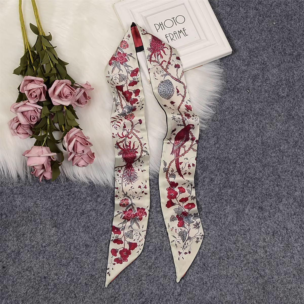 Rose marque écharpe femmes Foulard en soie sac foulards maigres nouveau Design poignet serviette