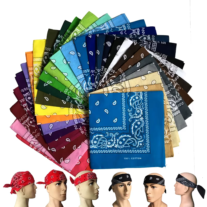 Mode Hip Hop 100% coton Bandana carré écharpe poignet bandeau noir rouge Paisley bandeau chaud imprimé pour femmes/hommes/garçons/filles