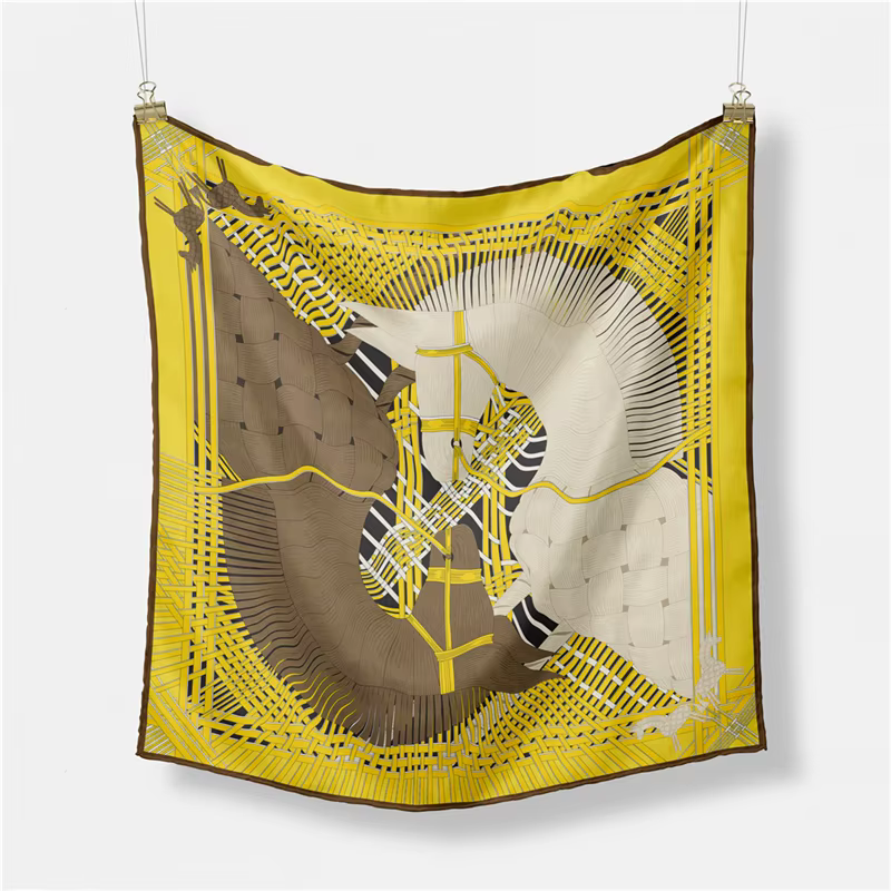 Foulard carré imprimé double cheval pour femme