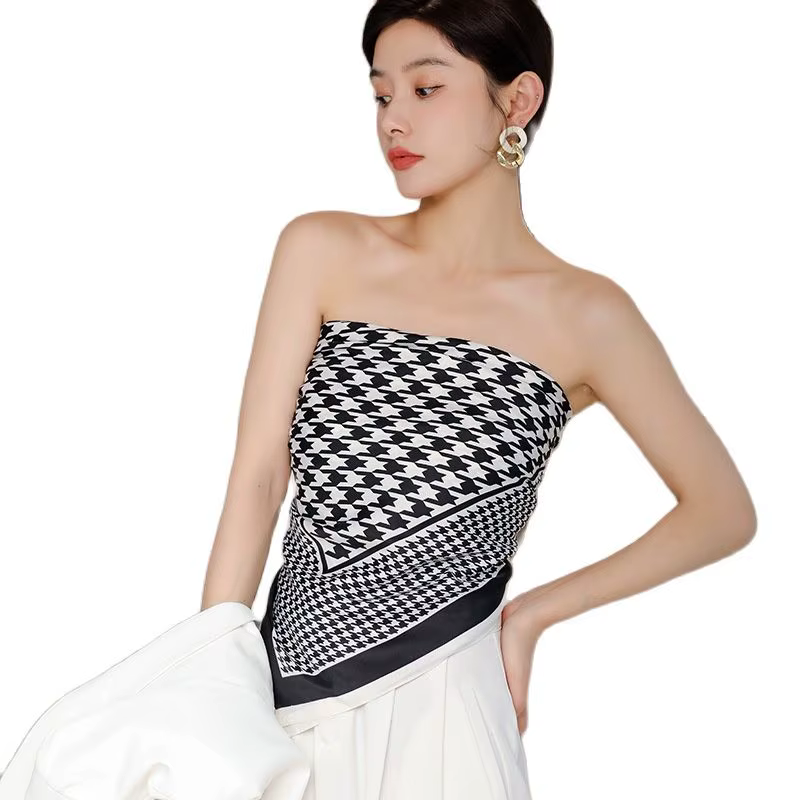 Foulard pied-de-poule à carreaux pour femmes