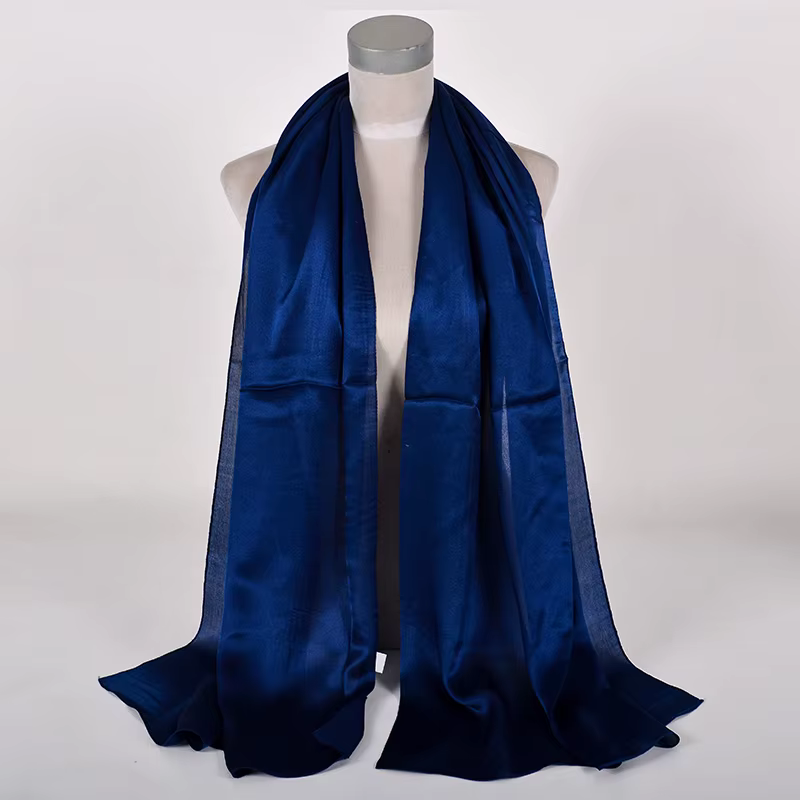BYSIFA – foulard en soie 100% bleu foncé