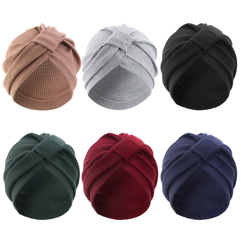 Foulard femme chapeau respirant coton épais gaufre carré
