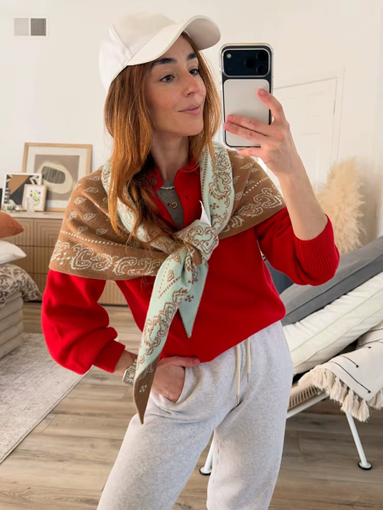 Écharpe Tricotée Réversible en Jacquard pour Femme