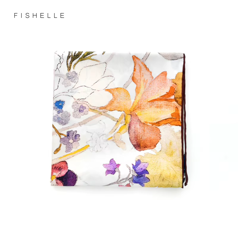 Foulard en sergé de soie véritable blanche pour femmes