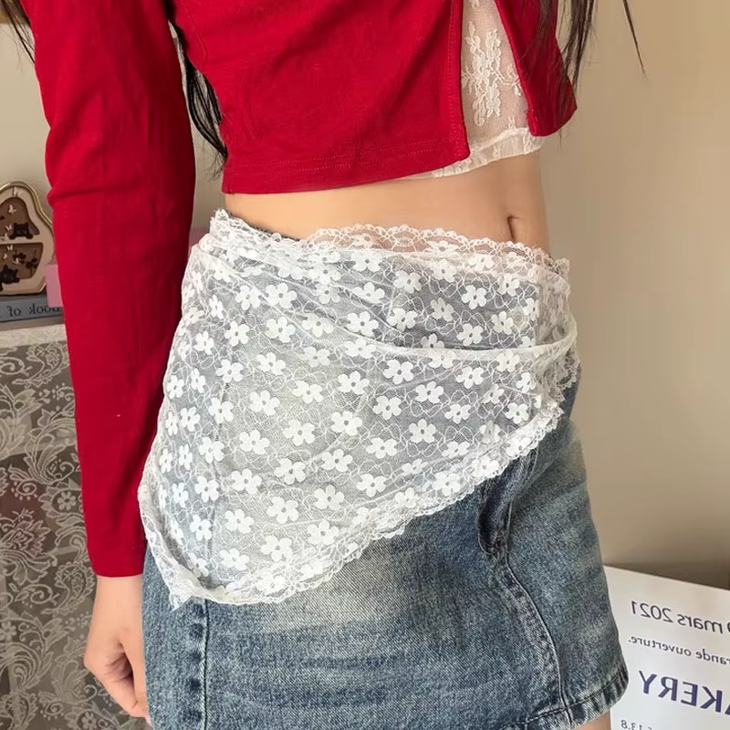 Écharpe triangulaire en dentelle blanche coréenne pour femme