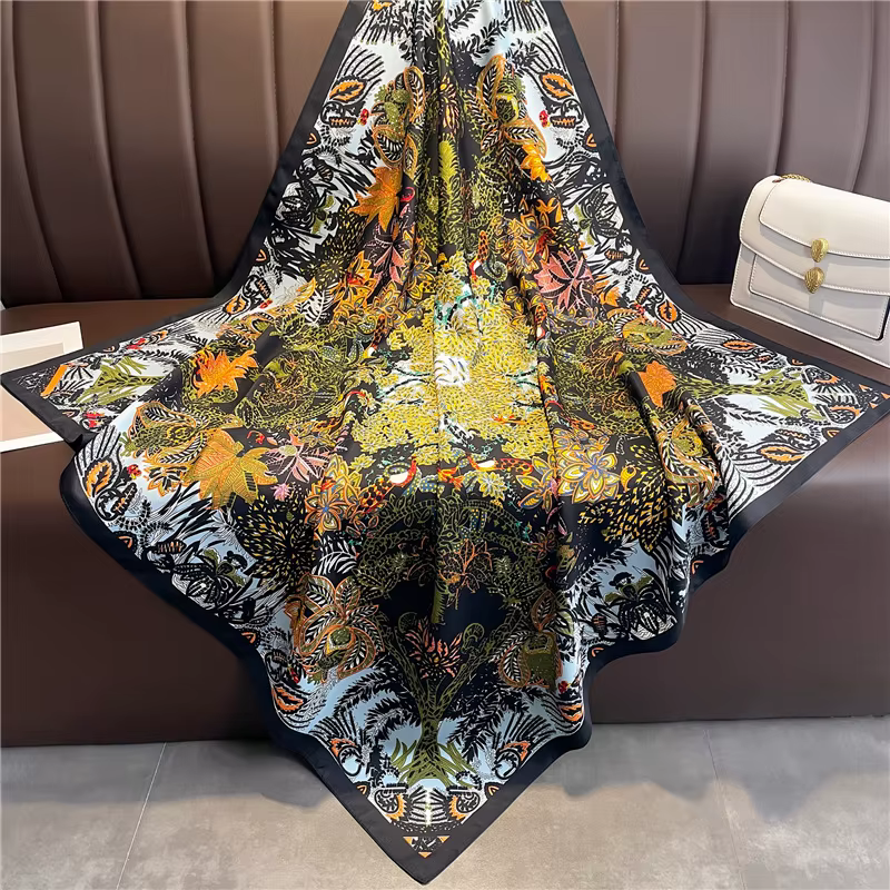 Foulard carré rétro imprimé 90*90cm pour femme
