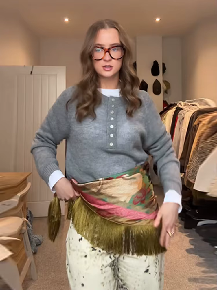 Écharpe bandana réversible en tricot à imprimé cachemire pour femme