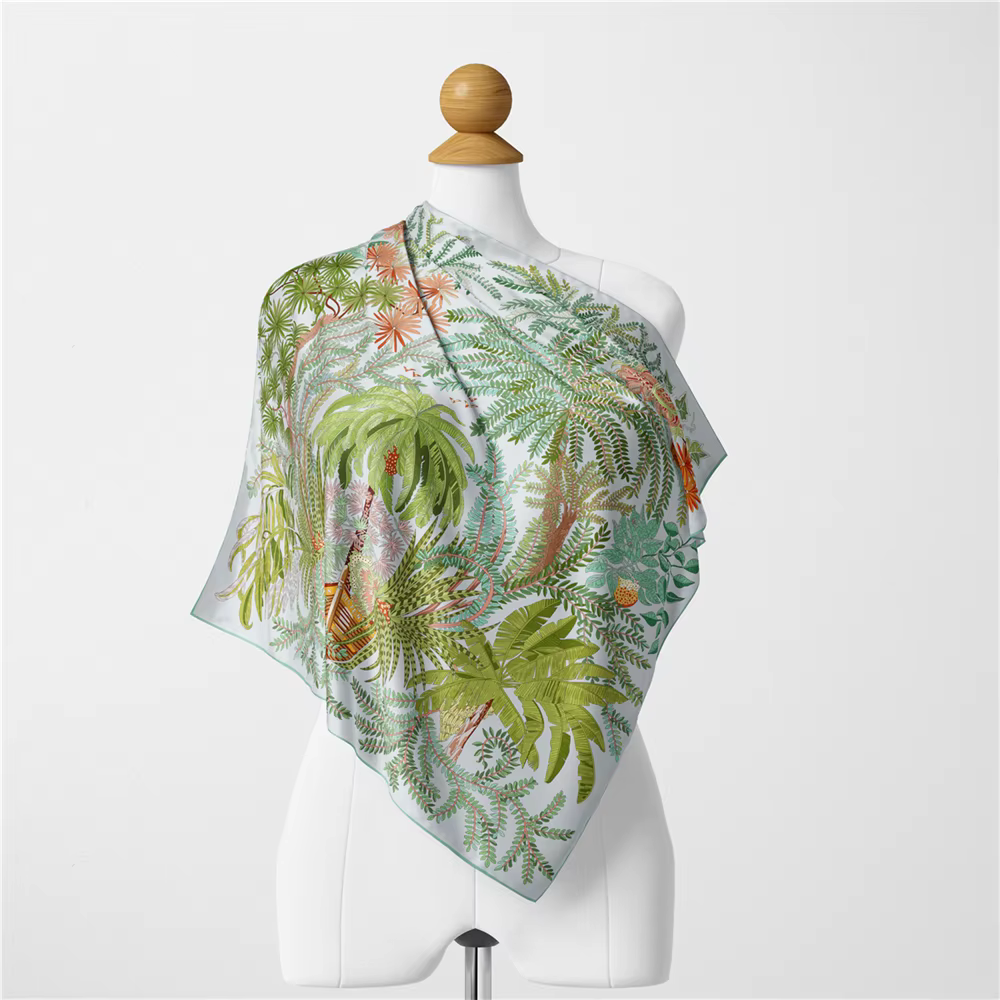 Injplanchers f-Foulard Carré Imprimé d'Arbres Verts pour Femme