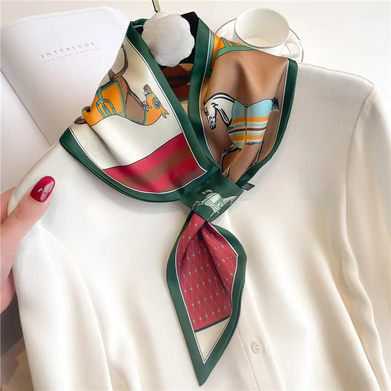 Marque de luxe foulard maigre écharpe pour femmes Satin rubans de soie Bandana dames cou cravate poignet enveloppement