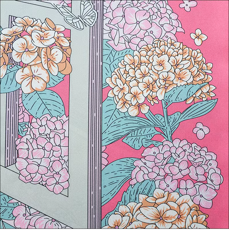 Nouveau Foulard en Soie Rose pour Femme 90 * 90 cm