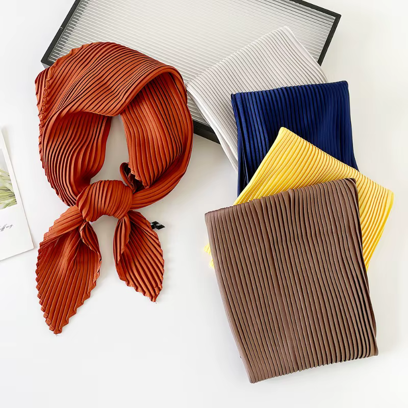 26 couleurs femmes Foulard carré maigre ruban tête cou petit plissé cheveux cravate bande