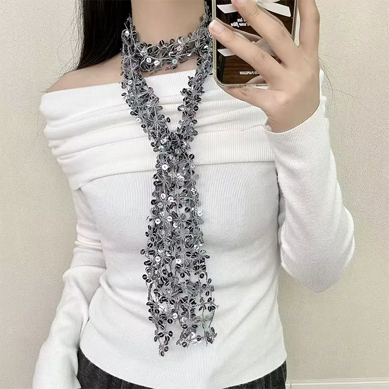 Écharpe pour femme à sequins brillants