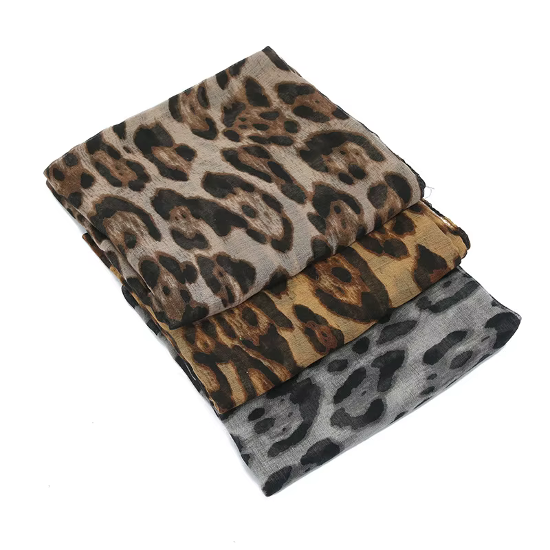 Mode imprimé léopard écharpe Femme Hijab foulards doux Pashmina hiver mince