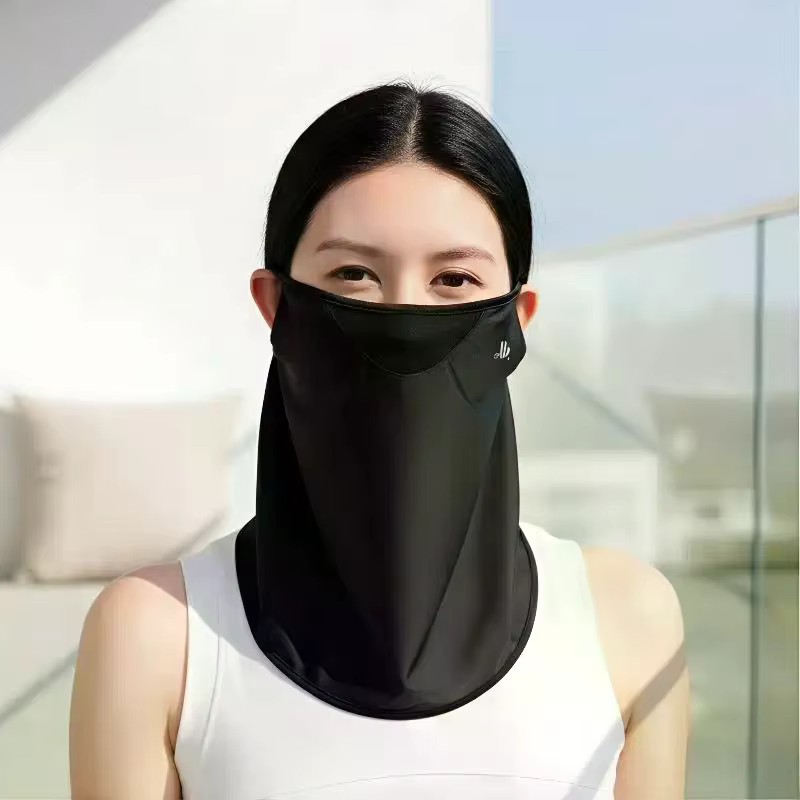 Couvre-visage et cou en soie glacée anti-UV pour femme – Masque de protection solaire respirant et rafraîchissant pour