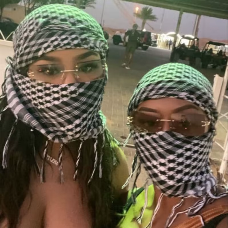 Ethnique Keffiyeh foulard à franges Arafat Hijab Shemagh écharpe arabe visage couverture anti-poussière bandeau musulman