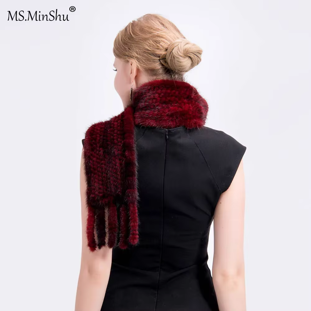 MS.MinShu-Écharpe en fourrure de vison unisexe, double face, pour l'hiver