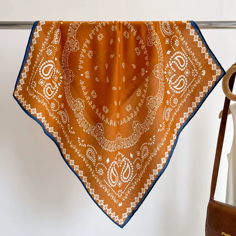 Foulard de tête Paisley Orange 70x70cm