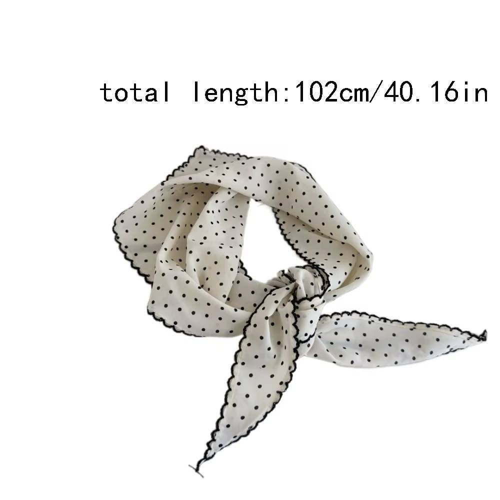 Foulard doux à pois bandeau Turban coréen frais petite écharpe rayé mince triangulaire