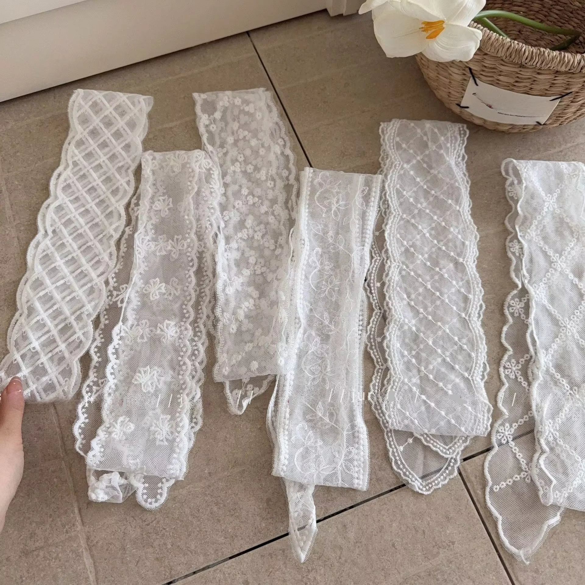 Nouvelle dentelle florale cheveux écharpe longue maigre ruban foulard bande foulards voyage Photo bandeau pour femmes petites écharpes юбка
