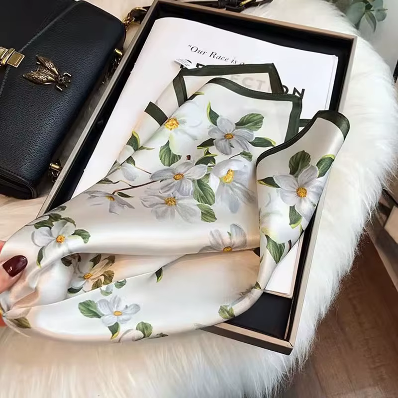 Foulard carré en soie polyvalent pour femmes