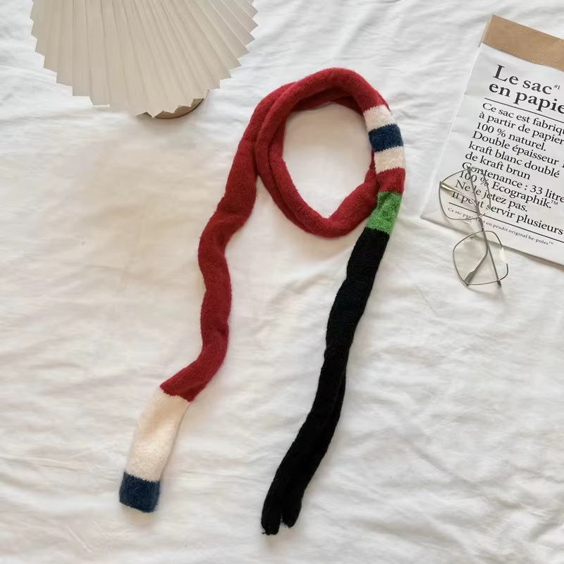 Écharpe en peluche rayée en laine pour femmes