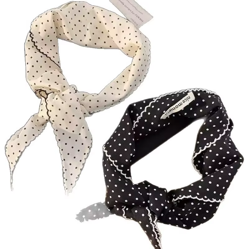 Écharpe à pois noirs et blancs pour femmes et filles