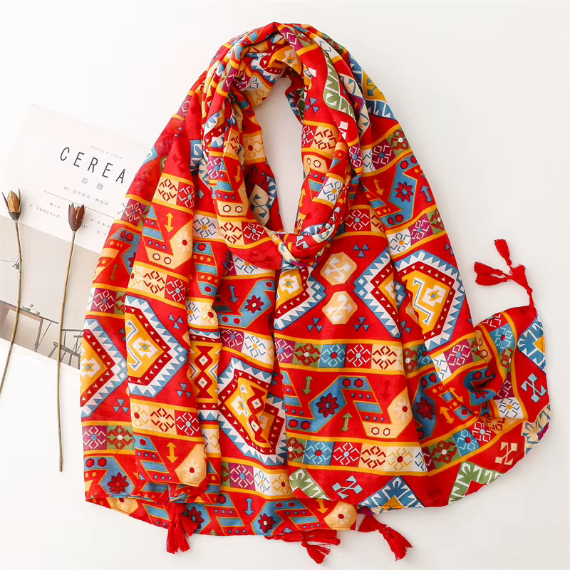Châle en Viscose avec Pompon