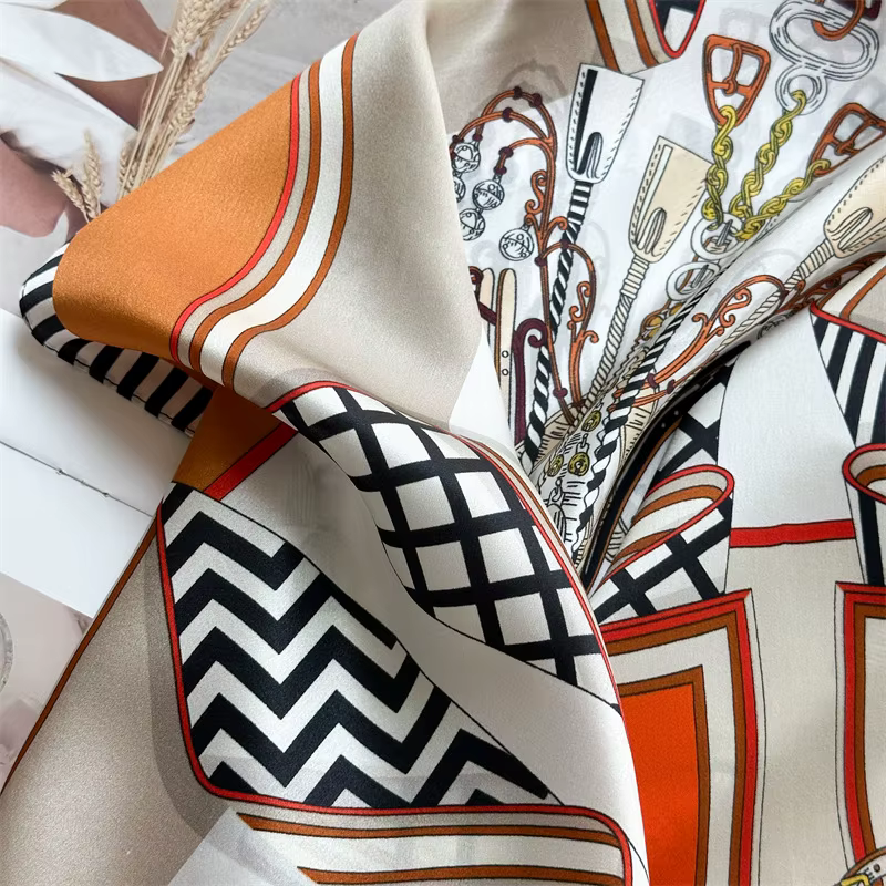 Foulard en soie douce 90CM 100% Bandanas de mûrier