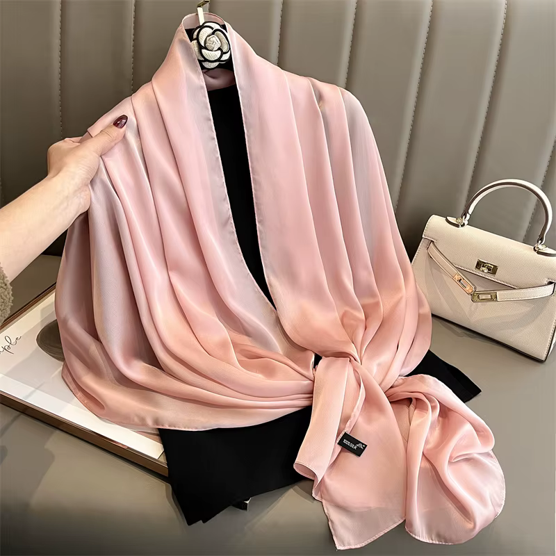 90*180 cm mode luxe couleur unie foulard en soie femmes doux lisse foulards tête enveloppement Hijab extérieur silencieux Long châle serviette de plage