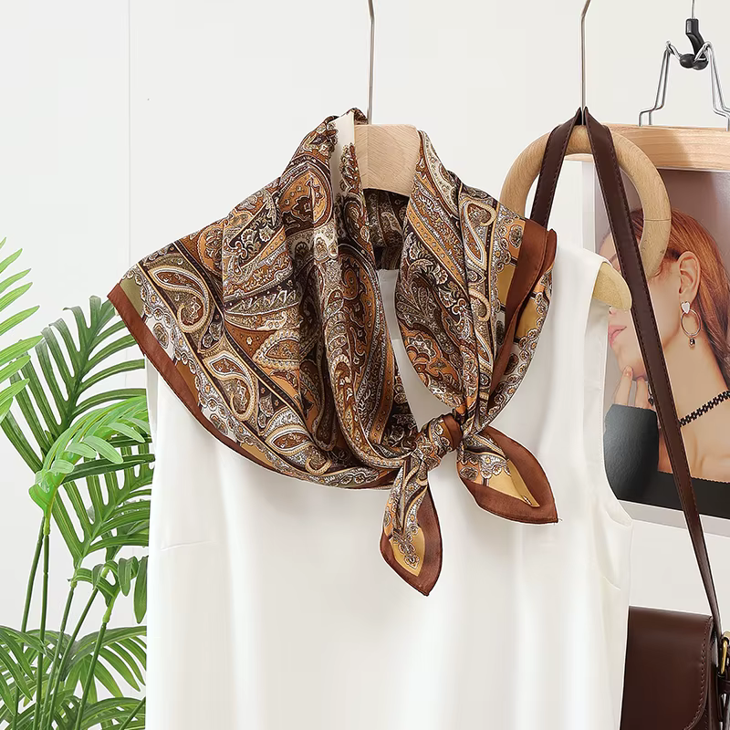 Foulard carré semblable à de soie pour femmes