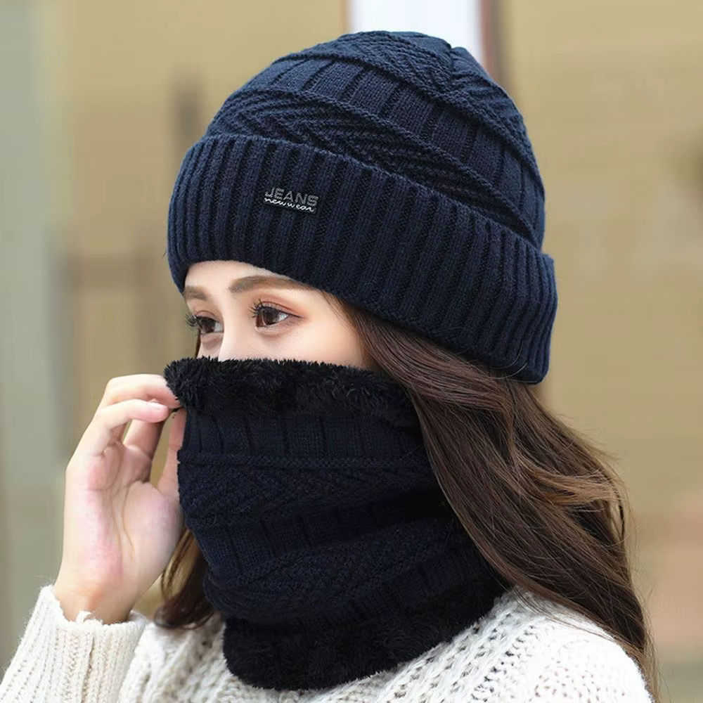 Ensemble deux pièces bonnet et écharpe pour hommes et femmes