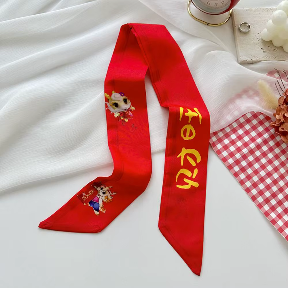 Motif Dragon nouvel an foulard en soie rouge foulards