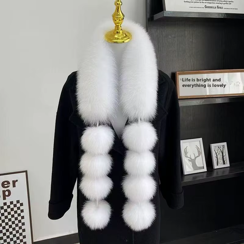 Écharpe en fausse fourrure de renard de 120 cm pour femme