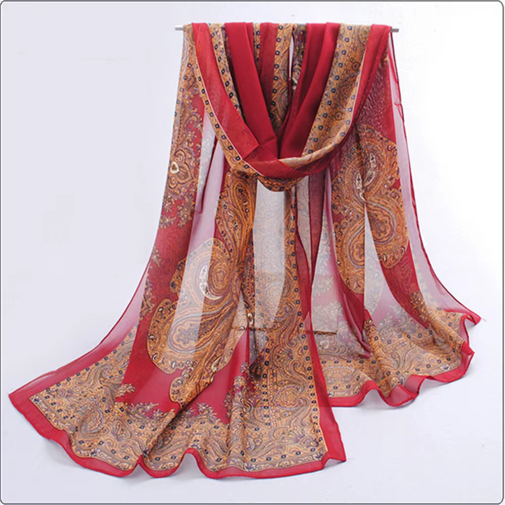Foulard Hijab Musulman en Mousseline de Soie pour Femme