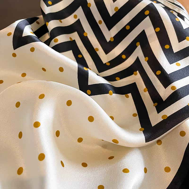 100% foulard de tête en soie naturelle femmes luxe Chevron rayé foulards de cou dames concepteur bandeau carré