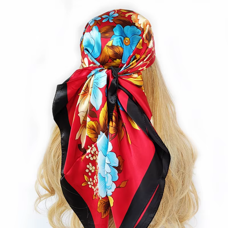 Foulard carré mode soie Satin imprimé petite tête cou écharpe femmes