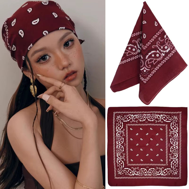 Foulard Bandana Rouge Vin pour Femme