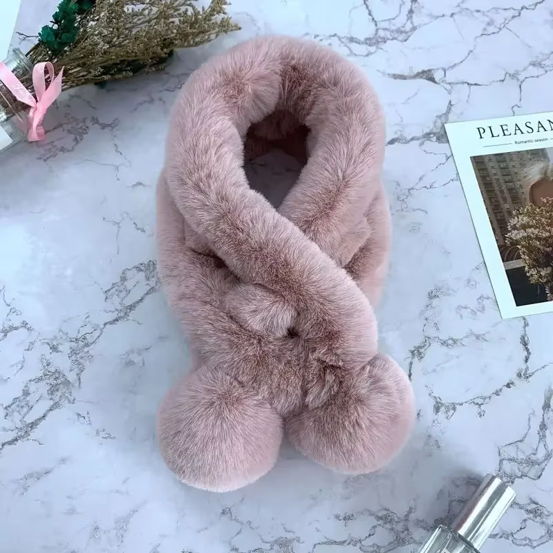 Écharpe épaisse et chaude en fourrure de lapin