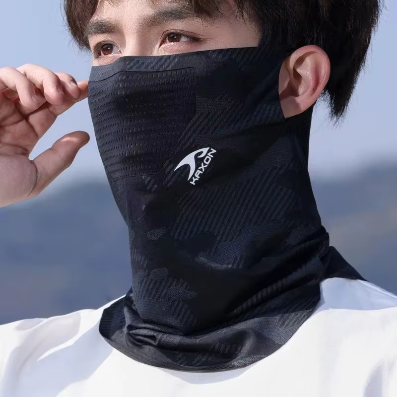 Cache-cou de cyclisme respirant pour le printemps et l'été, protection solaire, masque facial unisexe pour la pêche, la randonnée, le sport, avec fixation auriculaire, couvre-visage rafraîchissant