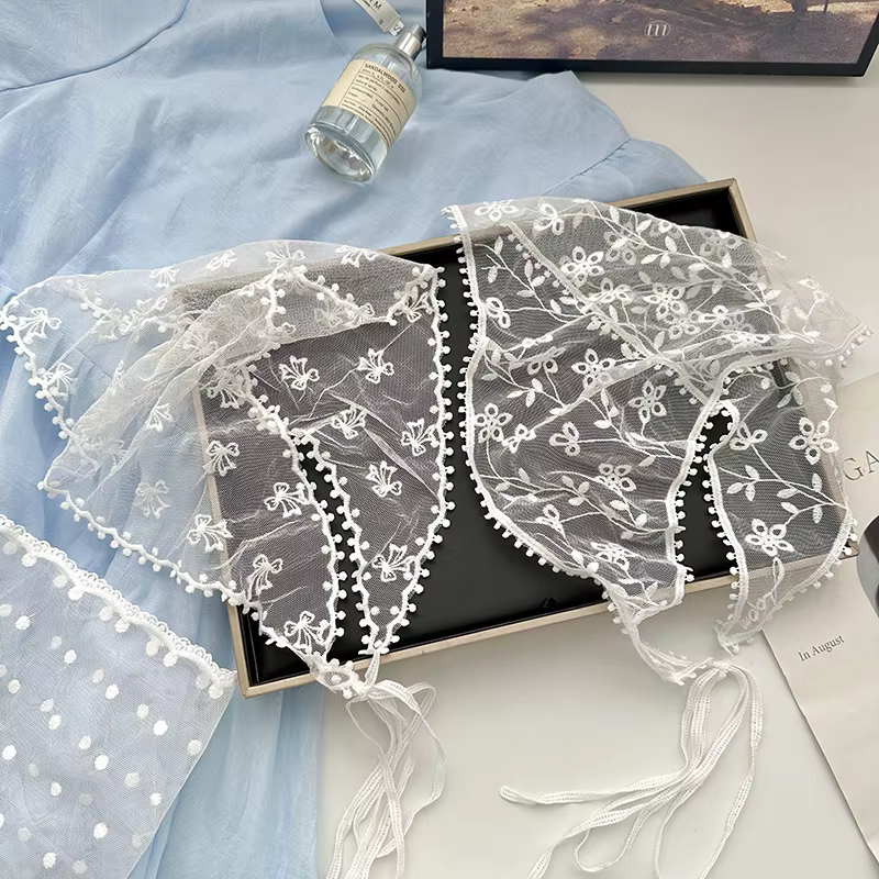 Foulard triangulaire en dentelle de Style fin pour femmes