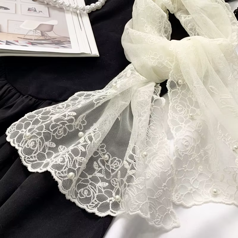 Foulard en soie perlé en dentelle pour femmes